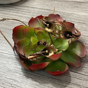 3 Piece Brass Calla Lily Jewelry Set